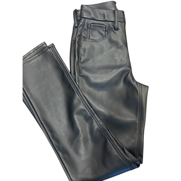 Good American Better Than Leather Good Icon Straight Leg Pants Size 24 - Picture 8 of 9